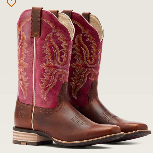 NEW Ariat Brown and Pink Western Cowboy Boots - Picture 2 of 5